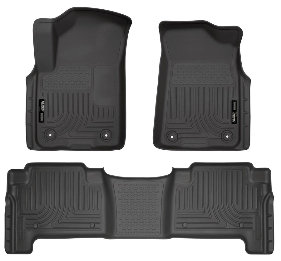 Husky Liners Floor Mats Weatherbeater | Fits 2019-2024 Infiniti QX80/Nissan Armada | Front & 2nd Row, 3-pc Black - 95671