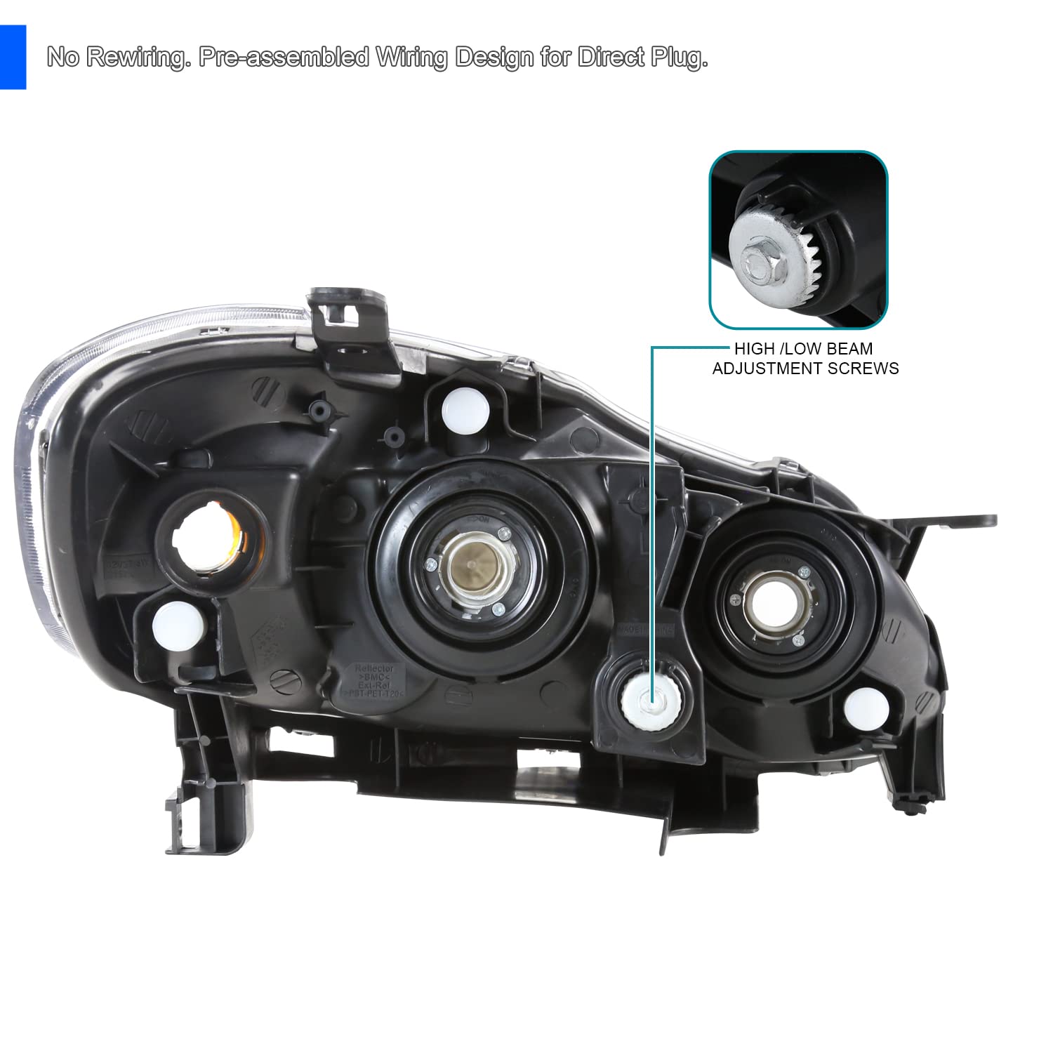 Light Smoke SPEC-D TUNING Headlights Compatible with 2003-2008 Toyota Corolla