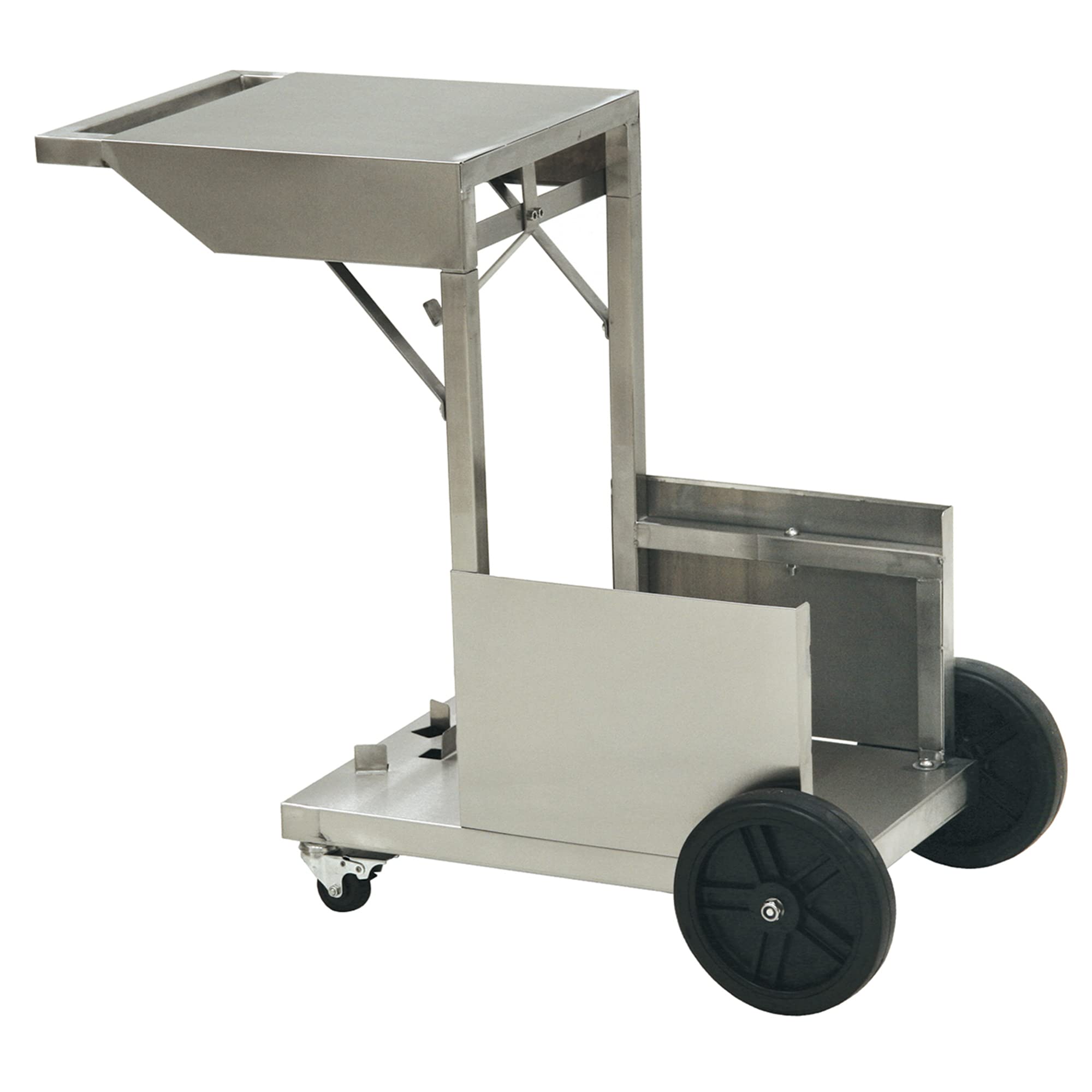 Bayou Classic 700-185 Fryer Cart Stainless Features Rubber Wheels and Locking Casters Hook Mount for Propane Tank Perfect Accessory for 4-gal Fryers