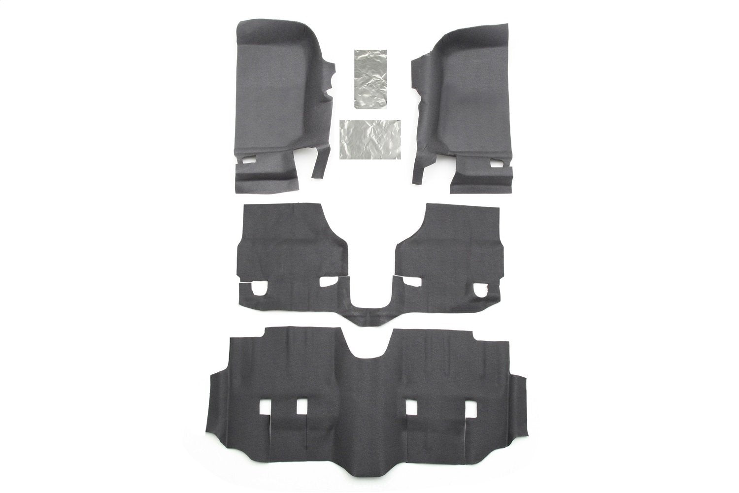 Jeep Bedtred - Bedrug | 2007 - 2010 Jeep Wrangler JK UNLTD 4 Door, Front Floor Liners (Includes Heat Shields) | Grey - 4 pc. | BTJK07F4