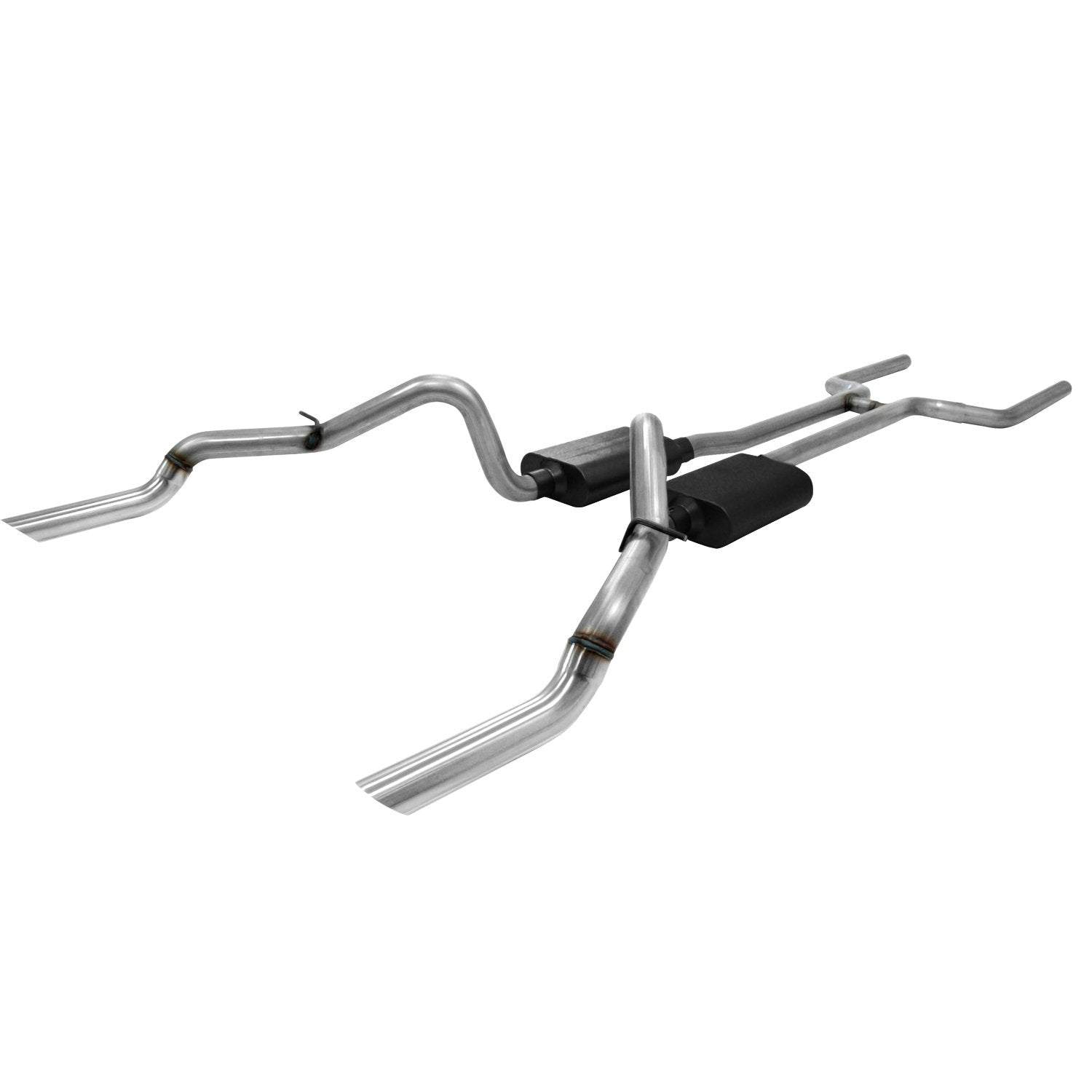 Flowmaster American Thunder 817139 Crossmember-Back Exhaust Kit 2.5 Inch Stainless Steel 304 Stainless Angle Cut Tips Compatible with 1969 Chevy Camaro and Pontiac Firebird with V8 engine