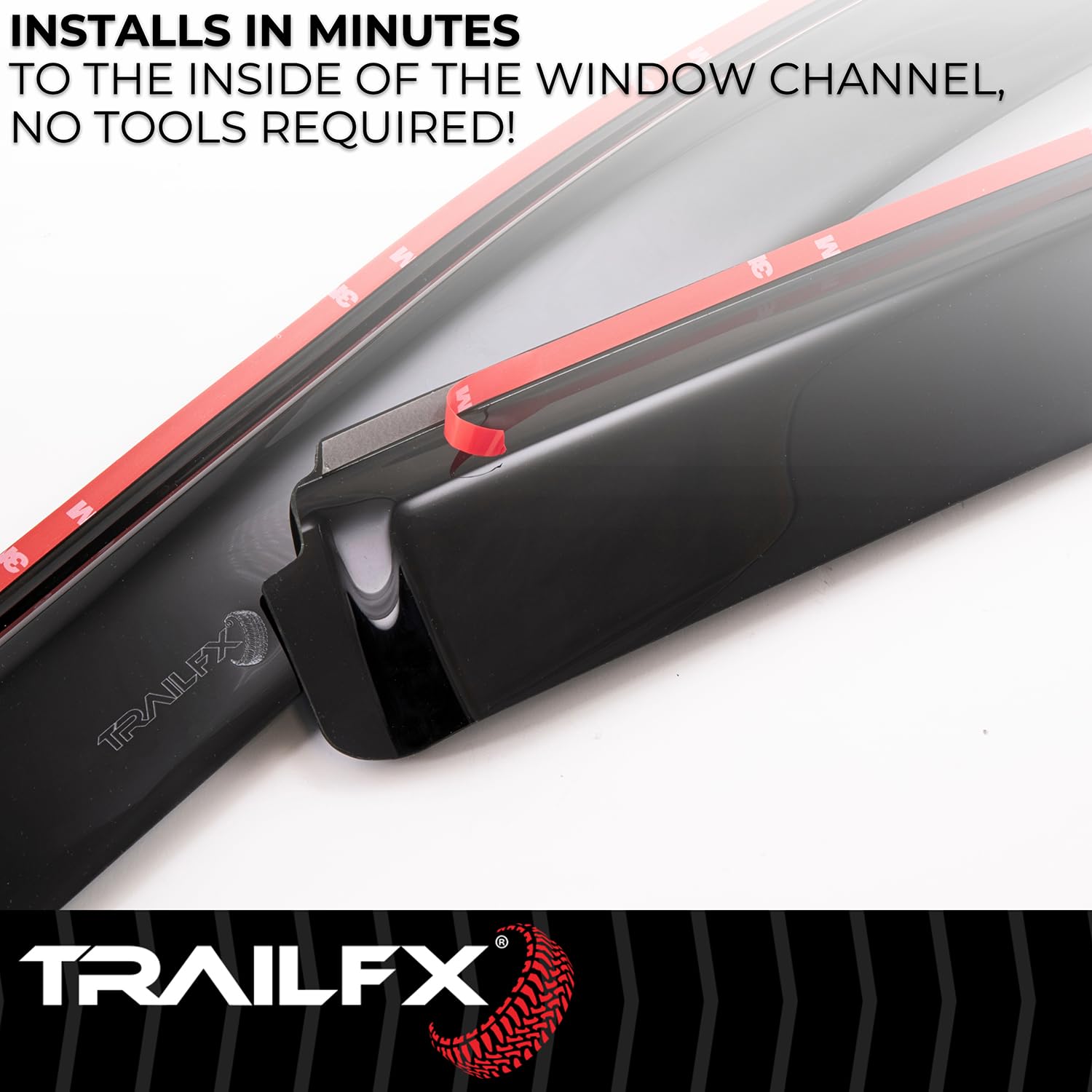 TrailFX Window Rainguards 2009-2018 Dodge Ram 1500 Fits Low Profile in-Channel Smoke Window Vents Acrylic Rainguards Snap-in Installation Set of 4 Covers TrailFX 4101IC