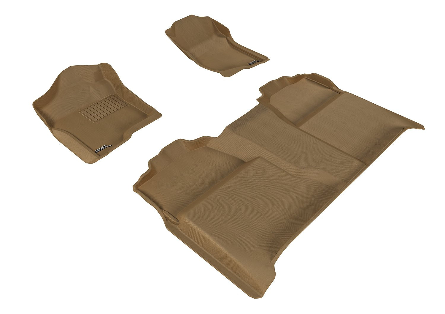 Complete Set 3D MAXpider Floor Mats for Select 2007-2013 GMC Sierra Crew Cab Models - Kagu Rubber (Tan)