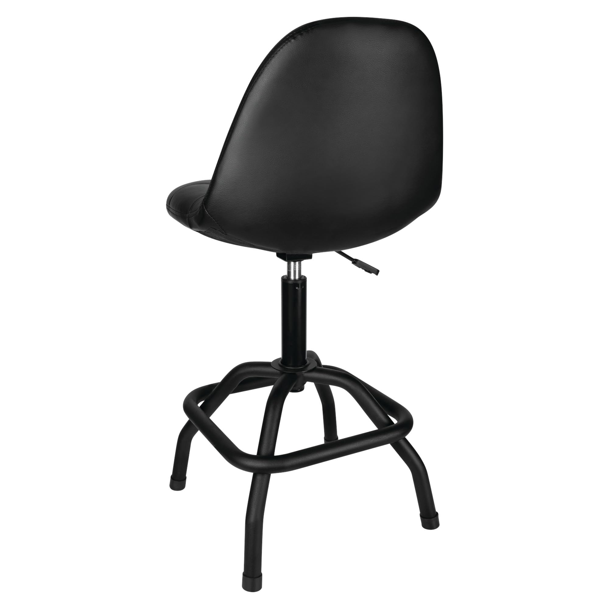 Pneumatic Performance Tool W85031 High Back Adjustable Swivel Bar Stool with Back Support for Home, Bar, and Shop, Black, 26-32-Inches High