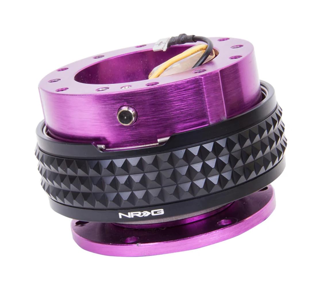 NRG Innovations GEN 2.1 NRG-SRK-210PP-BK Steering Wheel Quick Release Adapter, 6-Hole & 6x70 and 6x74mm Bolt Patterns Quick Release Kit - Purple Body/Black Pyramid Ring