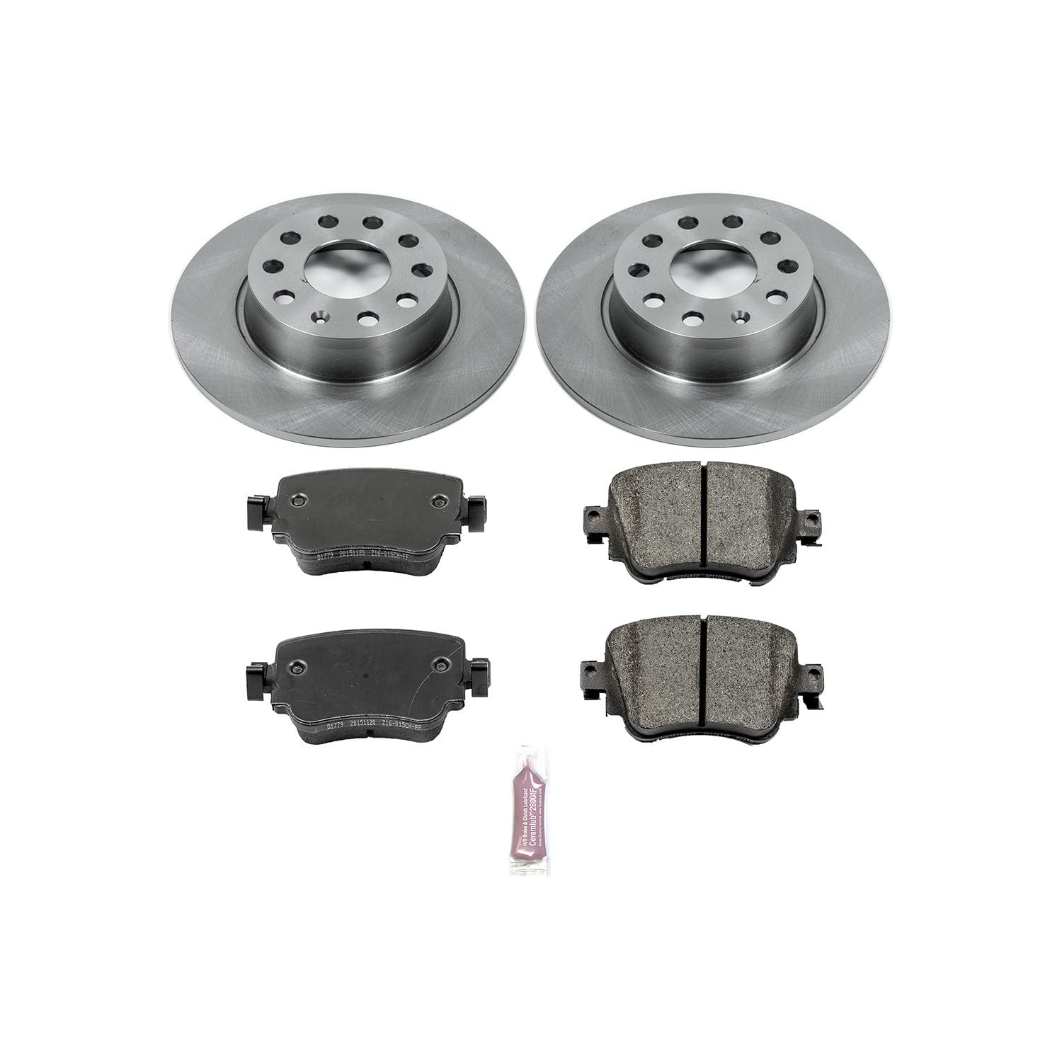 Power Stop Autospecialty KOE7053 Rear Replacement Brake Kit-OE Brake Rotors & Ceramic Brake Pads For VW GTI, VW Golf, VW Golf Alltrack, VW Golf SportWagen, VW Passat [Model Specific]