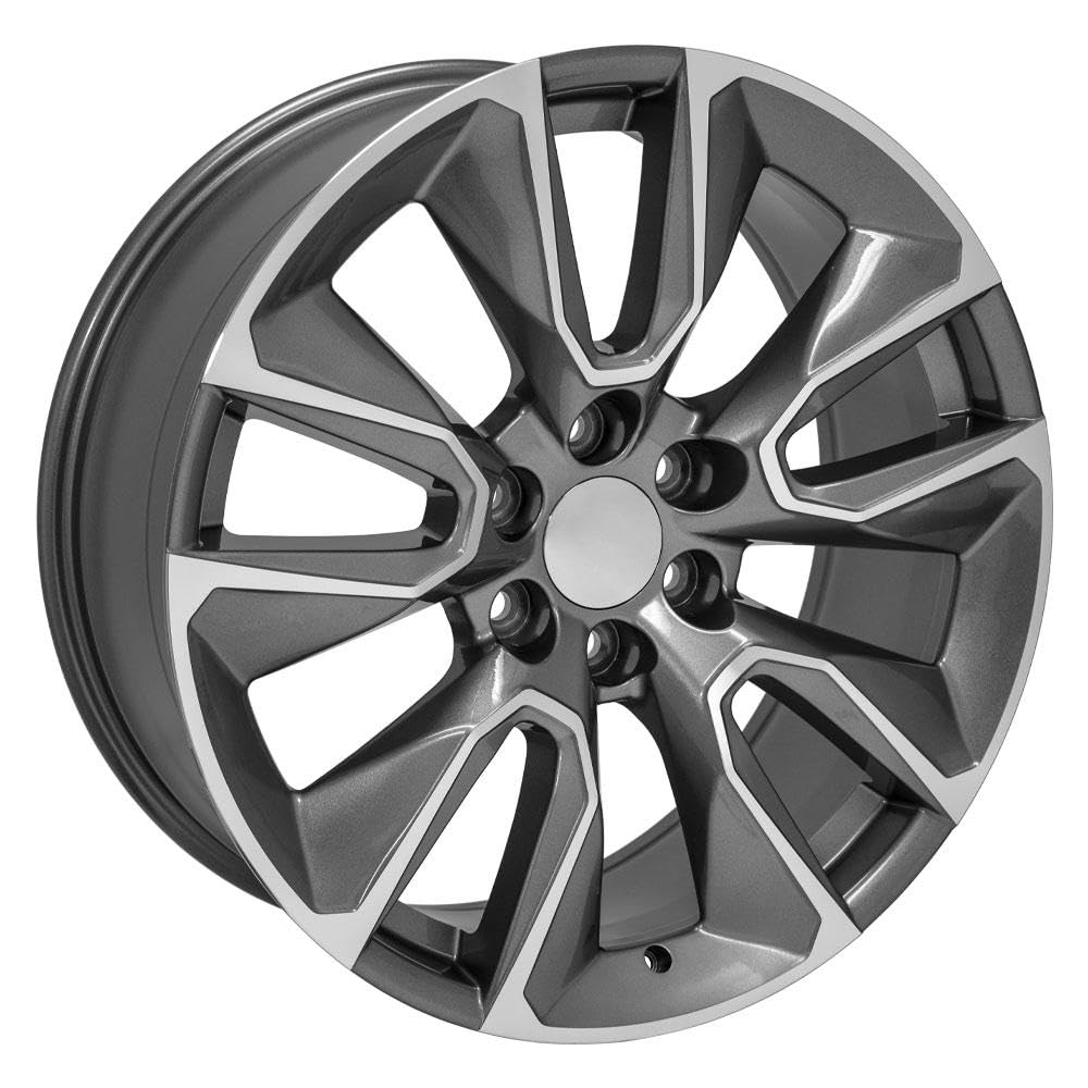 22 Inch OE Wheels CV32 Rim Fits Silverado 1500 Style 6x139.7 22x9 Gloss Gunmetal Machined - Hollander 5916 (1)