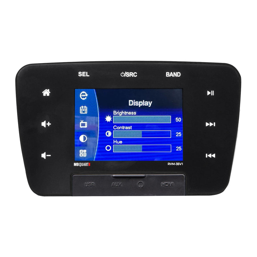 RVM-35V1 MB Quart 160W 3.5" Touchscreen Mechless Multimedia Bluetooth Source Unit w/Multi-Zone Audio, USB, AM/FM Radio & Camera Input for RVs & Cars