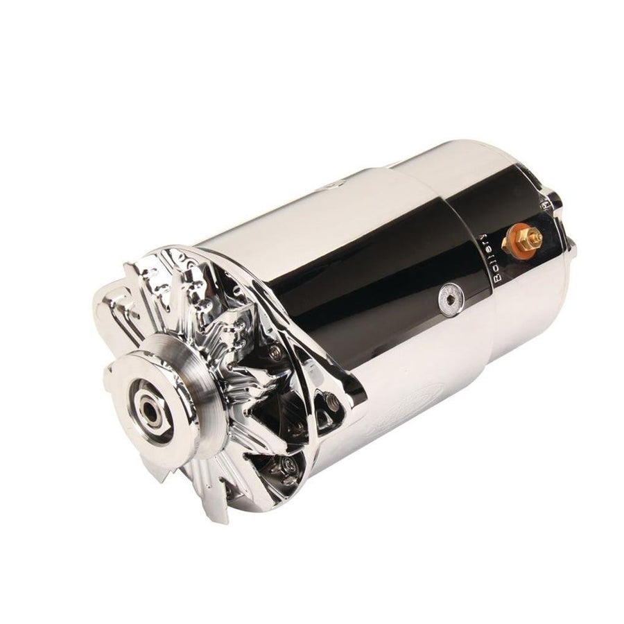 PowerGEN Powermaster GM Chrome Long 90A 12V w/Pulley for 3/8" Belt