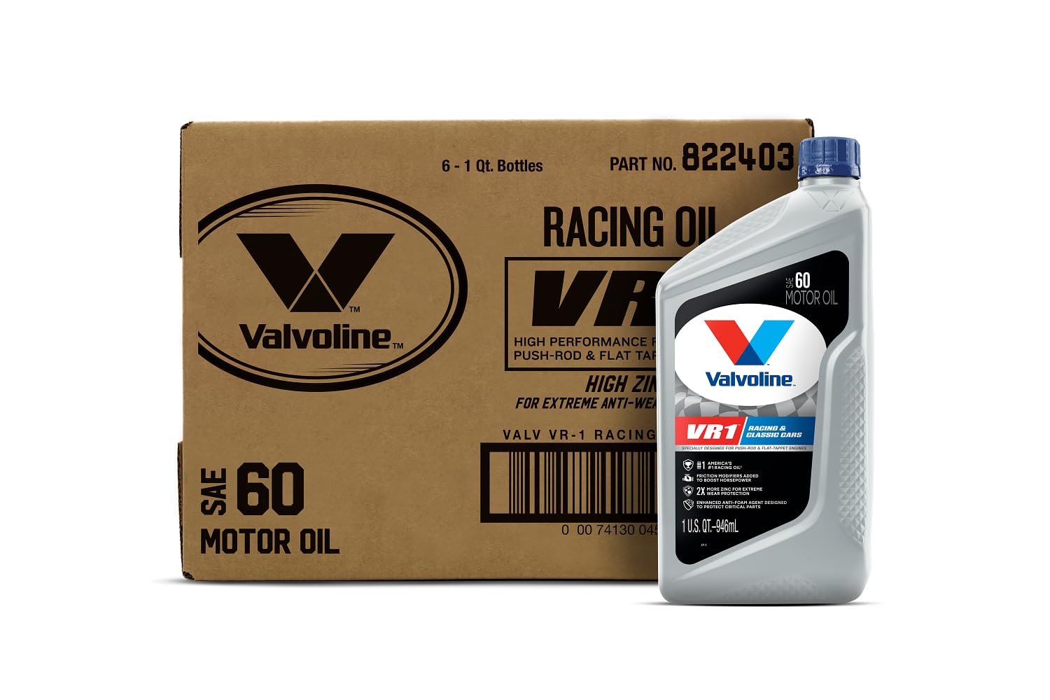 VR1 Valvoline Racing SAE 60 Motor Oil 1 QT, Case of 6