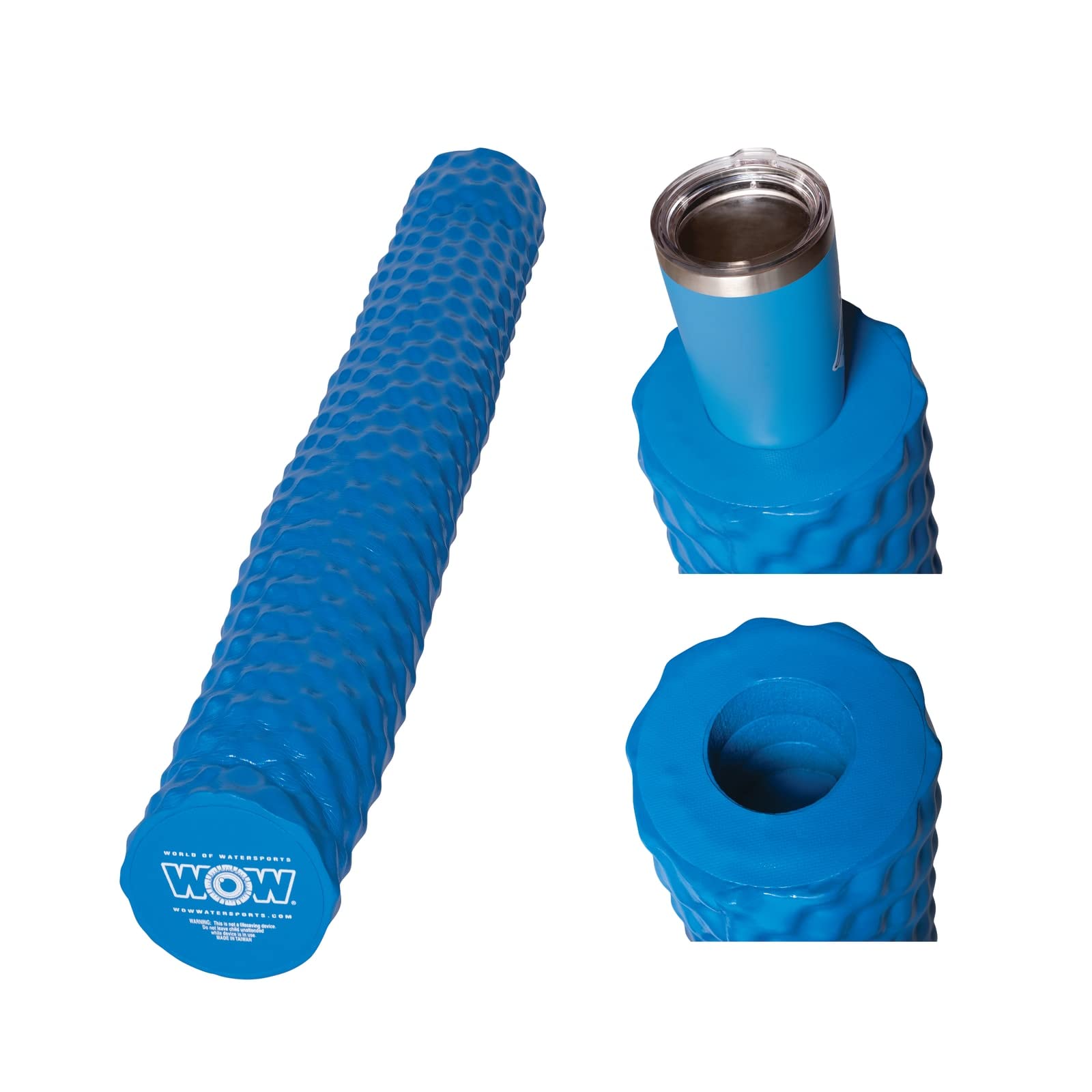WOW Sports - Foam Blue Pool Noodle - Perfect For Pool Parties & Swim Training - W/ Cup Holder - Floatation Device for Adults & Children - Pool Accessory - 46" Long