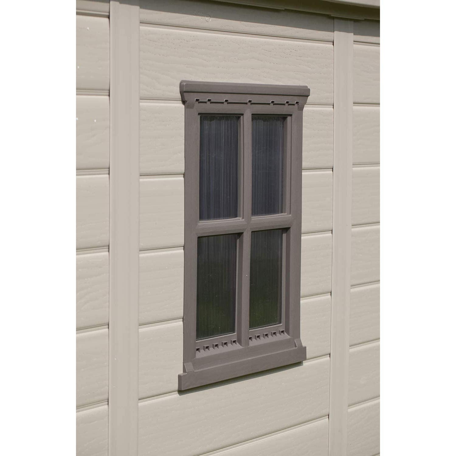 Factor Keter 6x6 Large Resin Outdoor Storage Shed for Patio Furniture, Lawn Mower, and Bike Storage