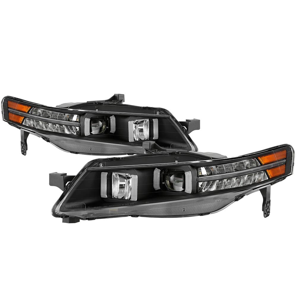 Acura TL 2004-2008 Spyder Xenon HID Models Projector Headlights - Light Tube DRL - Black