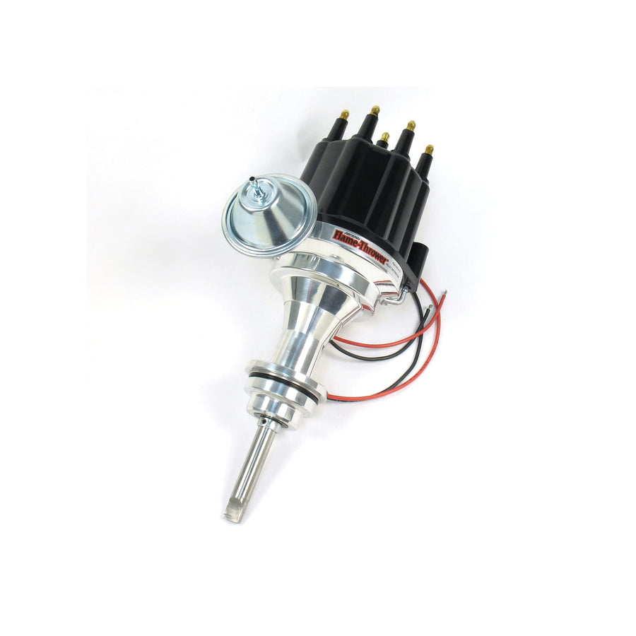 Pertronix D141710 Flame-Thrower Vacuum Advance Plug and Play Black Male Cap Billet Electronic Distributor with Ignitor II Technology for Chrysler/Dodge/Plymouth 273-360