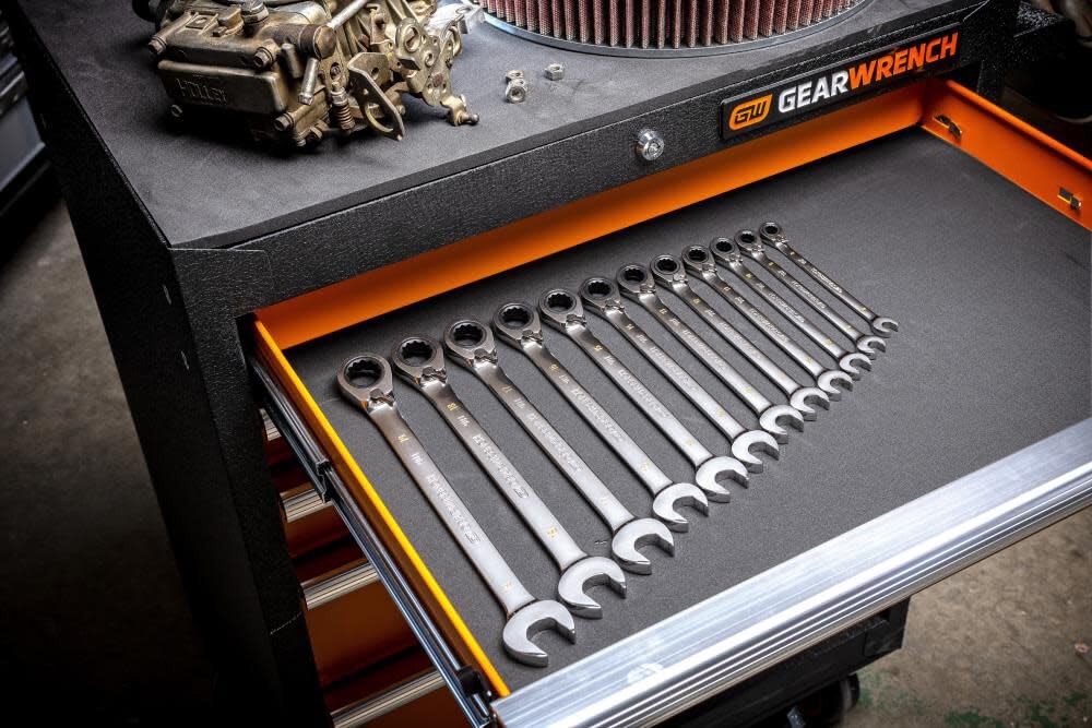 12 Piece GEARWRENCH 90-Tooth 12 Point Metric Reversible Ratcheting Wrench Set | 86627