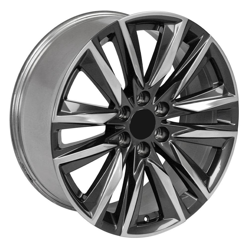22 Inch OE Wheels CA91 Rim Fits Escalade Sport Style 6x139.7 22x9 Gloss Gunmetal with Polished Face - Hollander 4869 (1)