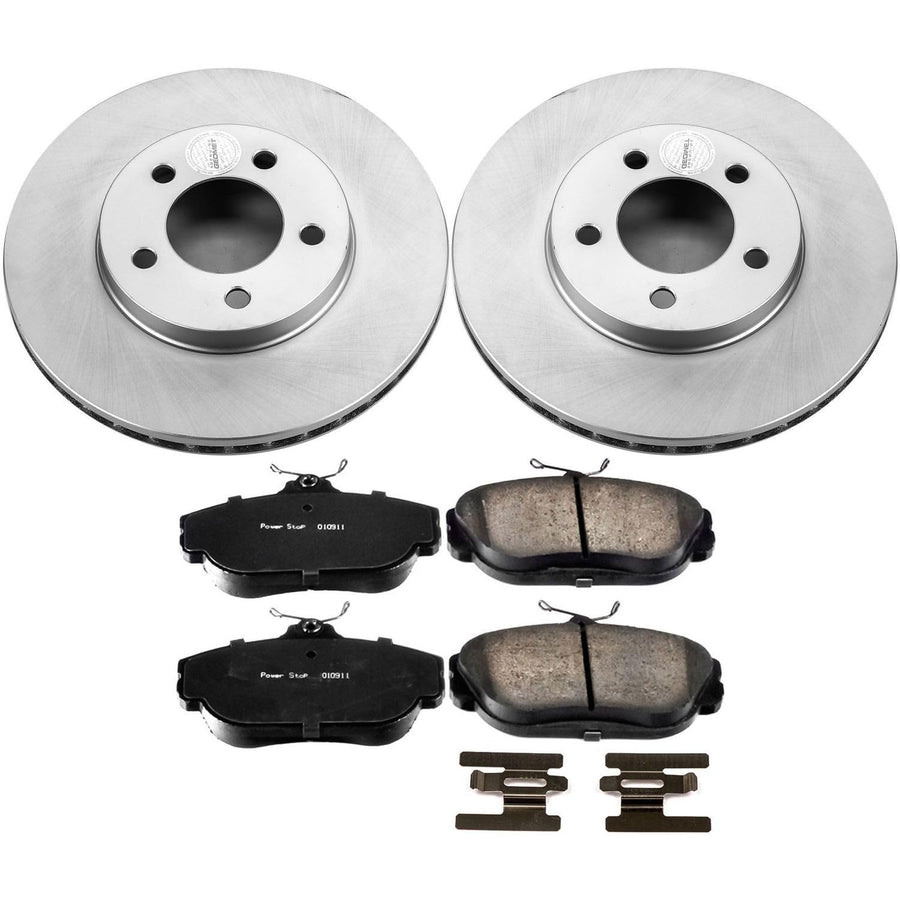 Power Stop Coated Brake Rotor CRK1327 and Ceramic Brake Pads - Front For Ford Taurus 1994-2000 Ford Windstar 1995-1998 Lincoln Continental 1993-1994 Mercury Sable 1994-2000 [Vehicle Specific]