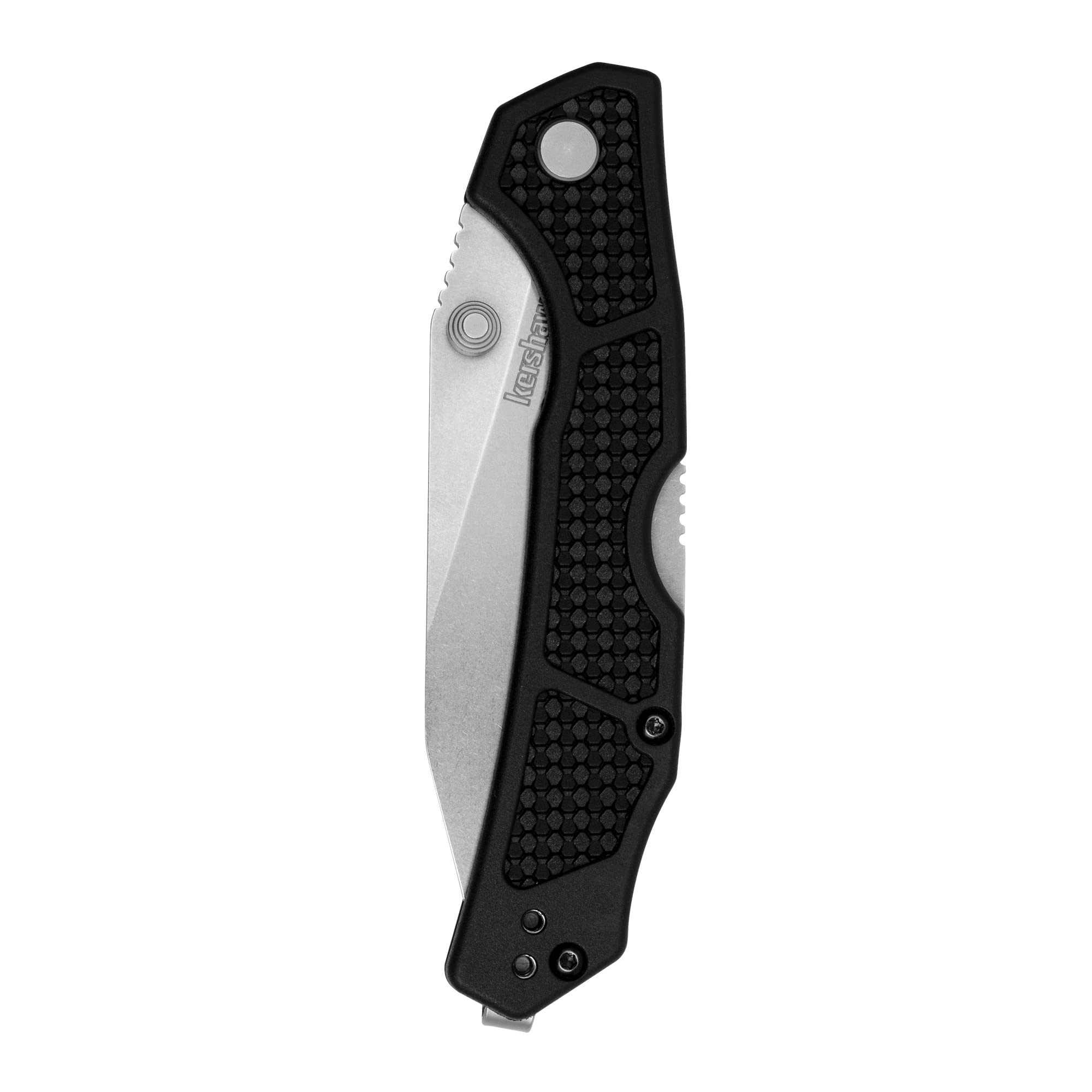 Kershaw Mid Lock Cargo Folding Pocket Knife, Every Day Carry Knife with 3.25 inch D2 Stainless Steel Blade, Deep Carry Pocketclip, Black Handle with Grey Stonewashed Finish Blade