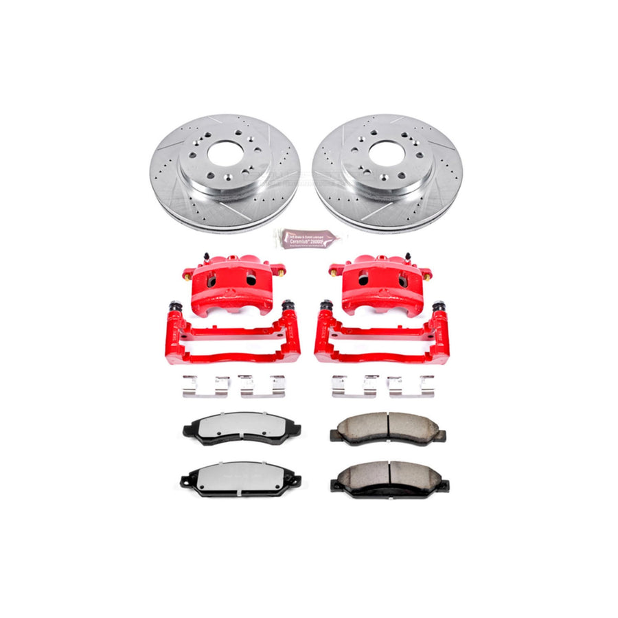 Power Stop Front Z36 Truck and Tow Brake Kit KC2067-36 with Calipers Drilled and Slotted Brake Rotors and Brake Pads For Escalade, ESV, EXT | Silverado 1500 Suburban 1500 | Sierra 1500 Yukon XL 1500