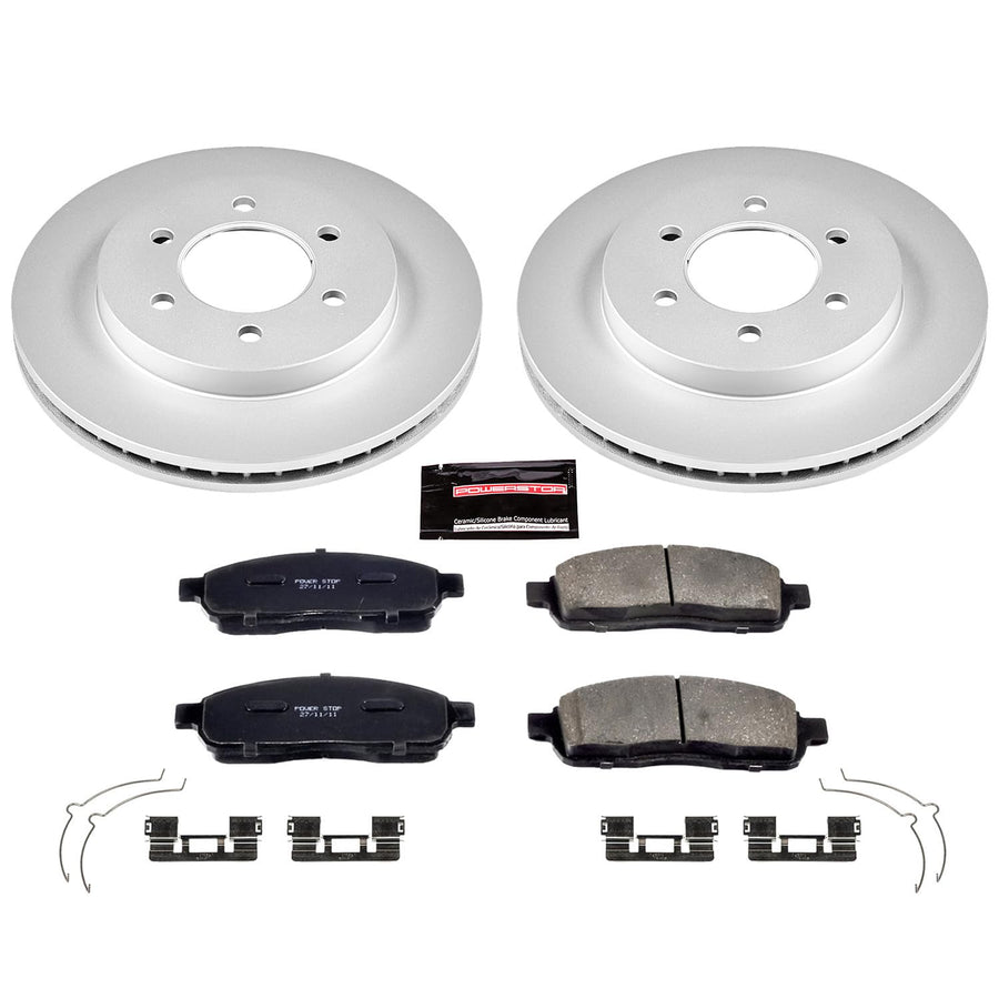 Power Stop Coated Brake Rotor & Ceramic Brake Pads CRK1943- front For Ford F-150 2004-2008, Lincoln Mark LT 2006-2008 [Model Specific]