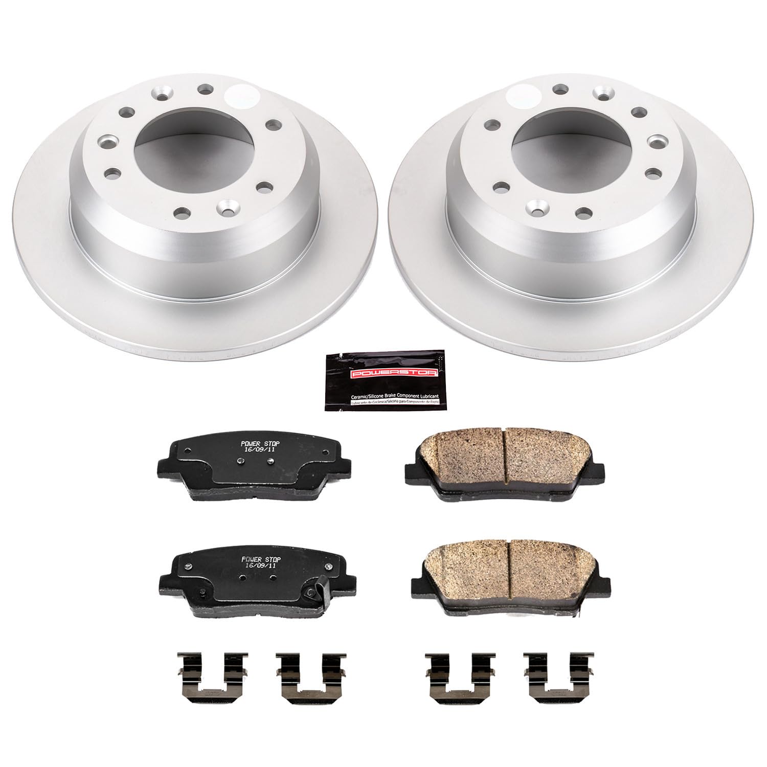Power Stop CRK5906 Brake Rotor Coated & Ceramic Brake Pads- rear For Hyundai Entourage 2007-2008, Kia Sedona 2007-2012, Kia Sedona 2014 [Model Specific]