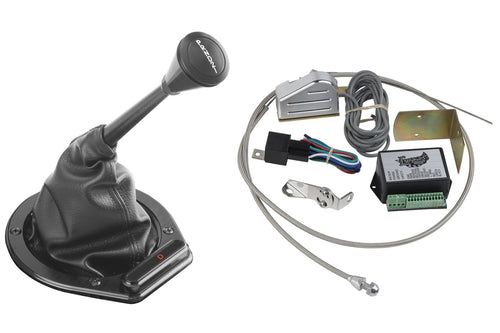 Black XCINB-1755 Lokar Cable Operated Horizontal Round LED Boot Indicator with Boot Kit for Chrysler 727 Transmission