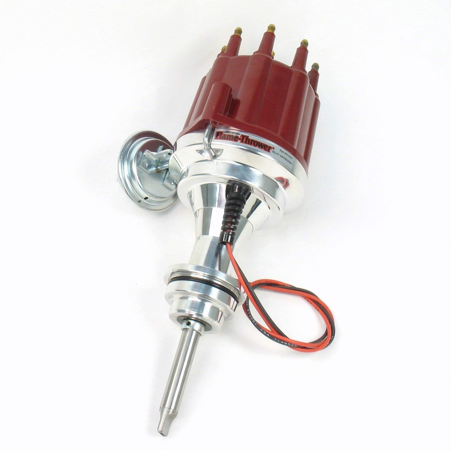 Pertronix Flame-Thrower D143711 Plug and Play Vacuum Advance Red Male Cap Billet Electronic Distributor with Ignitor II Technology for Chrysler/Dodge/Plymouth 426-440