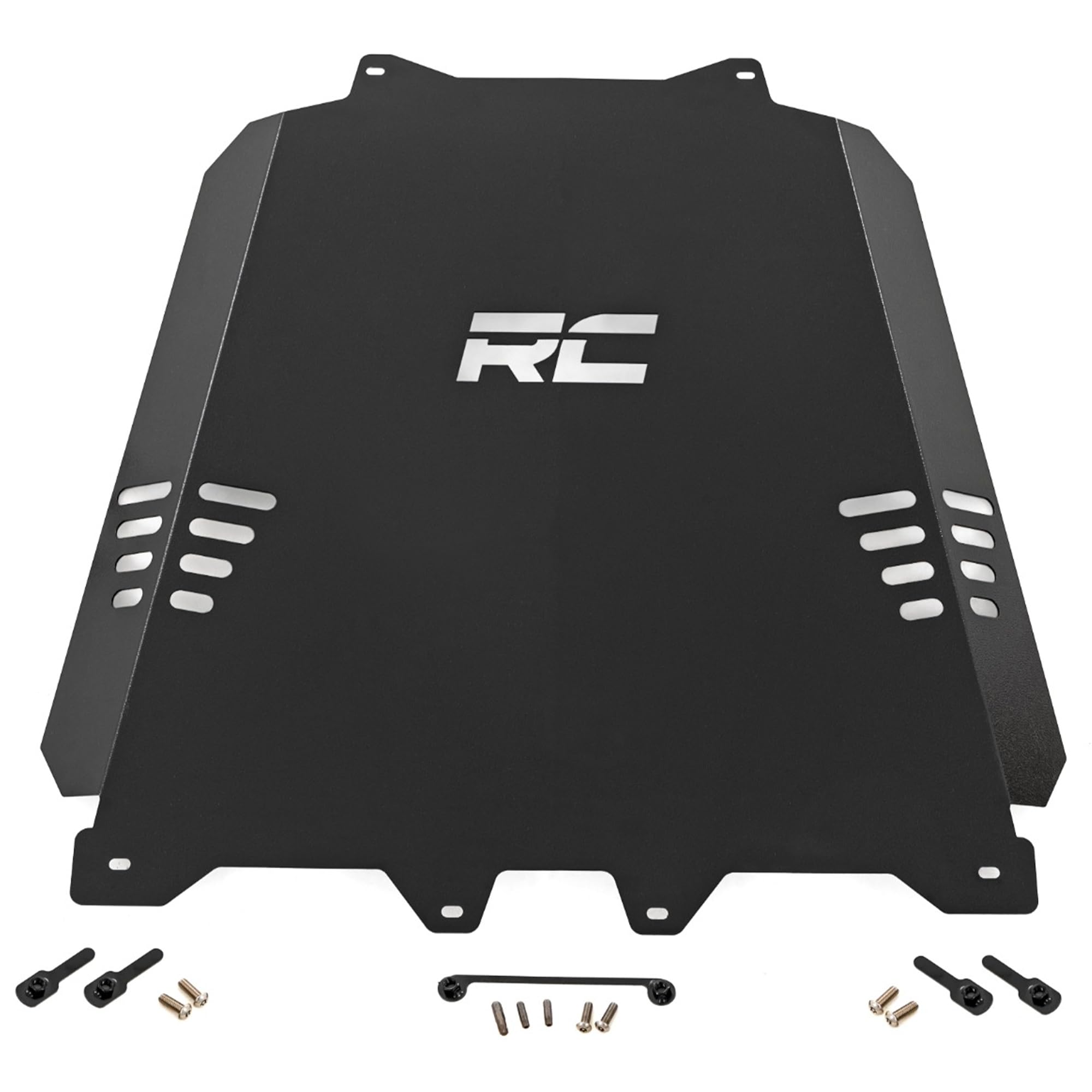 Catalytic Converter Shield Rough Country for Toyota Tundra Hybrid (I-Force Max) 2WD/4WD (2022-2025) - Anti Theft Skid Plate, 14-Gauge Steel, Bolt-On Protection & Powder-Coated Finish