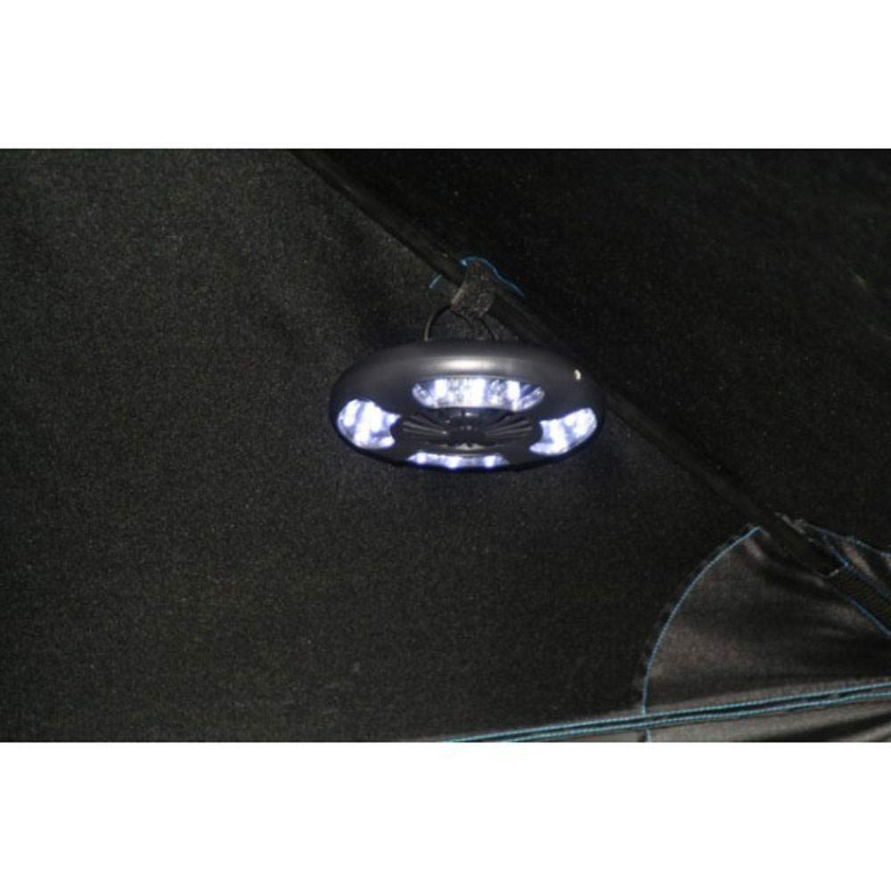 CLAM LED Fan/Light 8429 – Large – Dual-Speed Portable Shelter Fan with Built-in LED Light, 12V Adapter & Battery Operation – Quiet Air Circulation for Ice Fishing, Camping & Outdoor Use