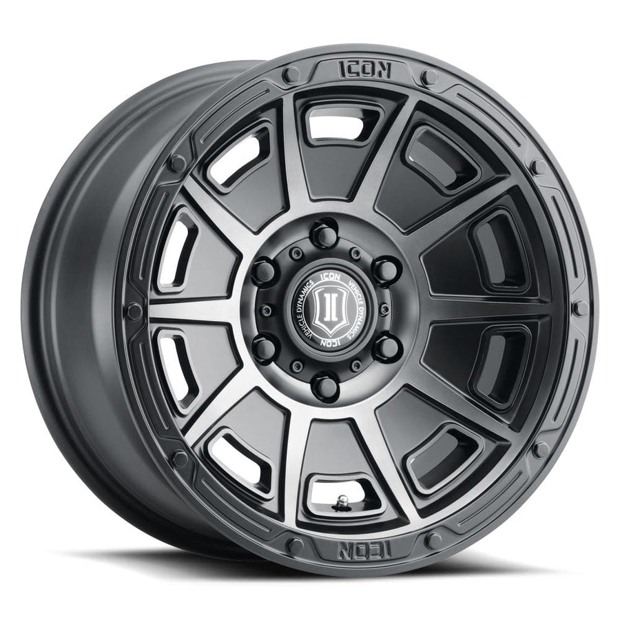 ICON Alloys Victory, 17 x 8.5/6 x 135, Smoked Satin Black, 6mm Offset, 5" BS, 3017856350SSBT
