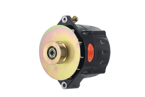 Alternator Powermaster 57296 Black (12SI 150A Smooth Look 6 Groove Pulley & Baffle 1 or 3 Wire)