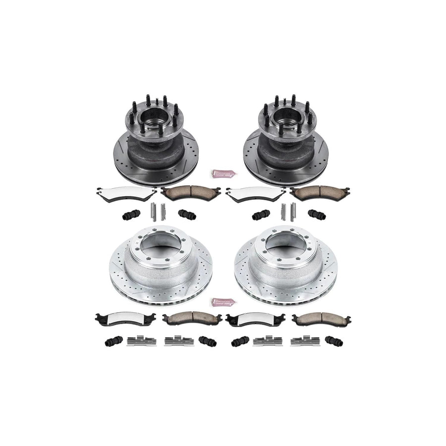 Power Stop Z36 Truck & Tow Front and Rear Brake Kit, Carbon Fiber Ceramic Brake Pads and Drilled/Slotted Brake Rotors