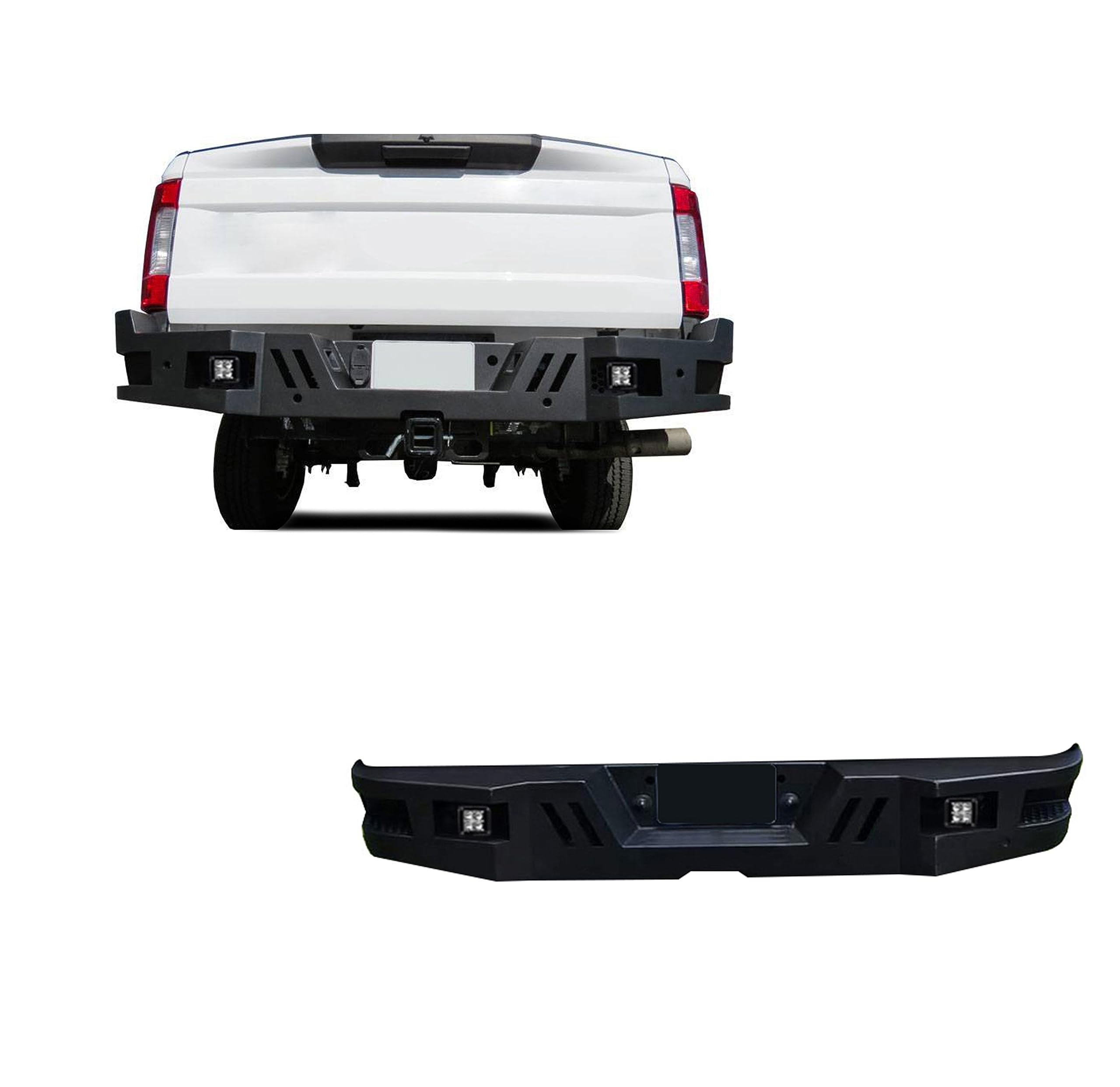 Super Heavy Duty Black Horse Armour Rear Bumper Matte Black Includes 1 set of 4in cube lights Compatible with 2017-2024 Ford F-250 Super Duty|2017-2024 Ford F-350 Super Duty-ARB-F217-KIT