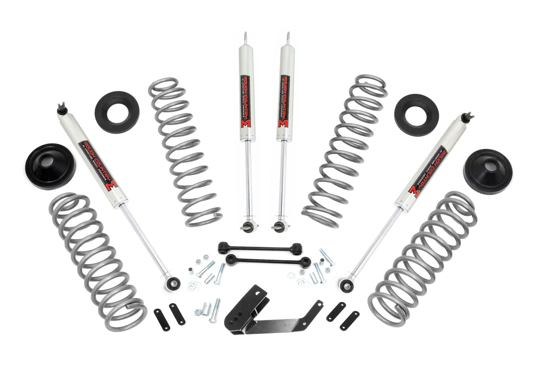 3.25" Rough Country Lift Kit with M1 Shocks for Jeep Wrangler JK Unlimited 4-Door (2007-2018)