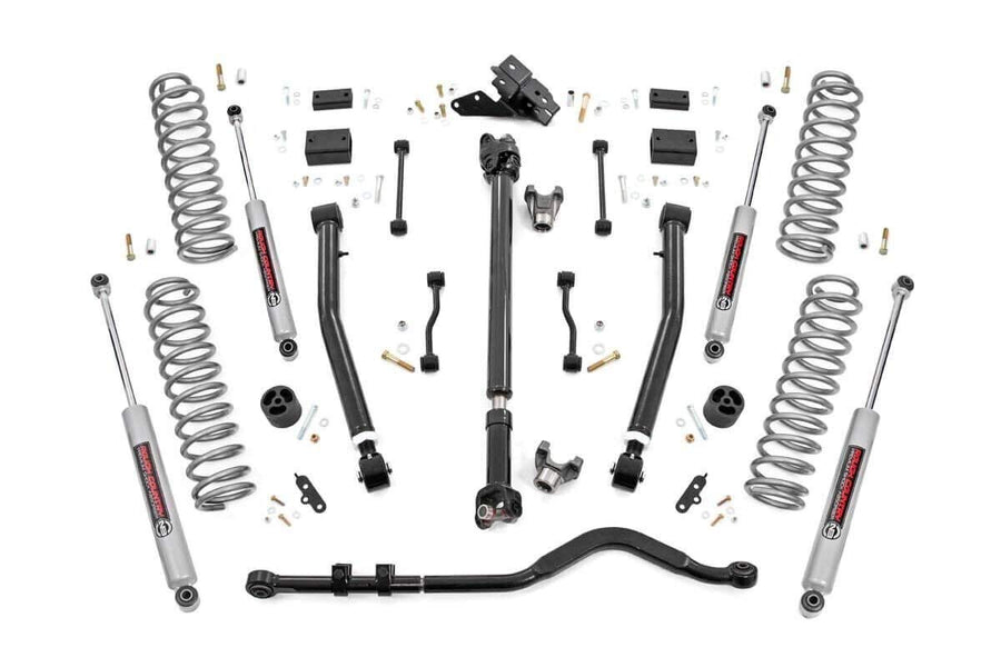 Rough Country 3.5" Lift Kit for Jeep Wrangler JL Unlimited Rubicon w/ N3 Shocks (2018-2023) 4-Door - Adjustable Lower Control Arms, Fits up to 35" Tires