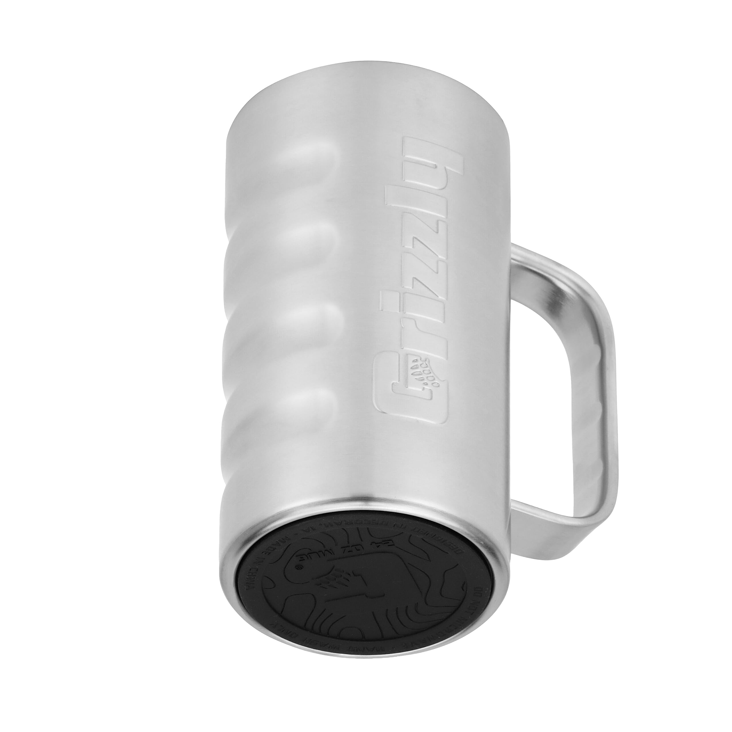 20 oz Grizzly Grip Mug Tumbler | Stainless Steel | Vacuum Insulated with TwistTop Lid and Handle | For Coffee Car Travel Beach Camping Hiking Hunting Fishing | Brushed Stainless