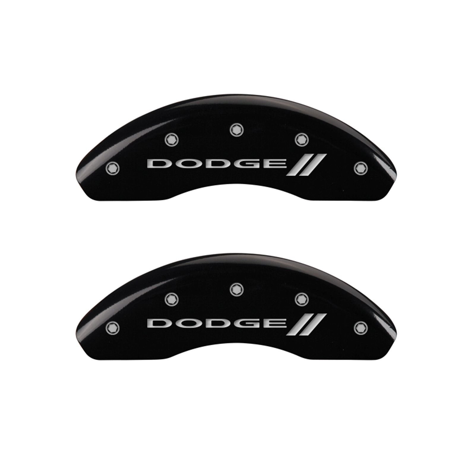MGP Caliper Covers 'Dodge ll' 12127SDD3BK Engraved Caliper Cover with Black Powder Coat Finish and Silver Characters, (Set of 4)