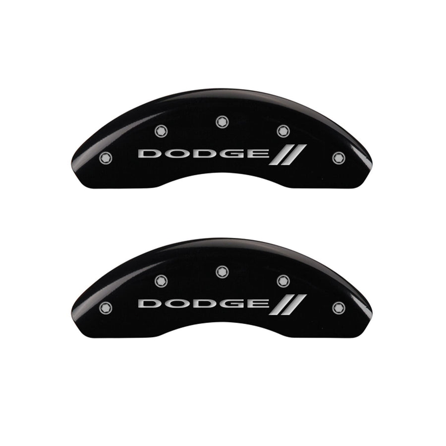 MGP Caliper Covers 'Dodge ll' 12199SDD3BK Engraved Caliper Cover with Black Powder Coat Finish and Silver Characters, (Set of 4)
