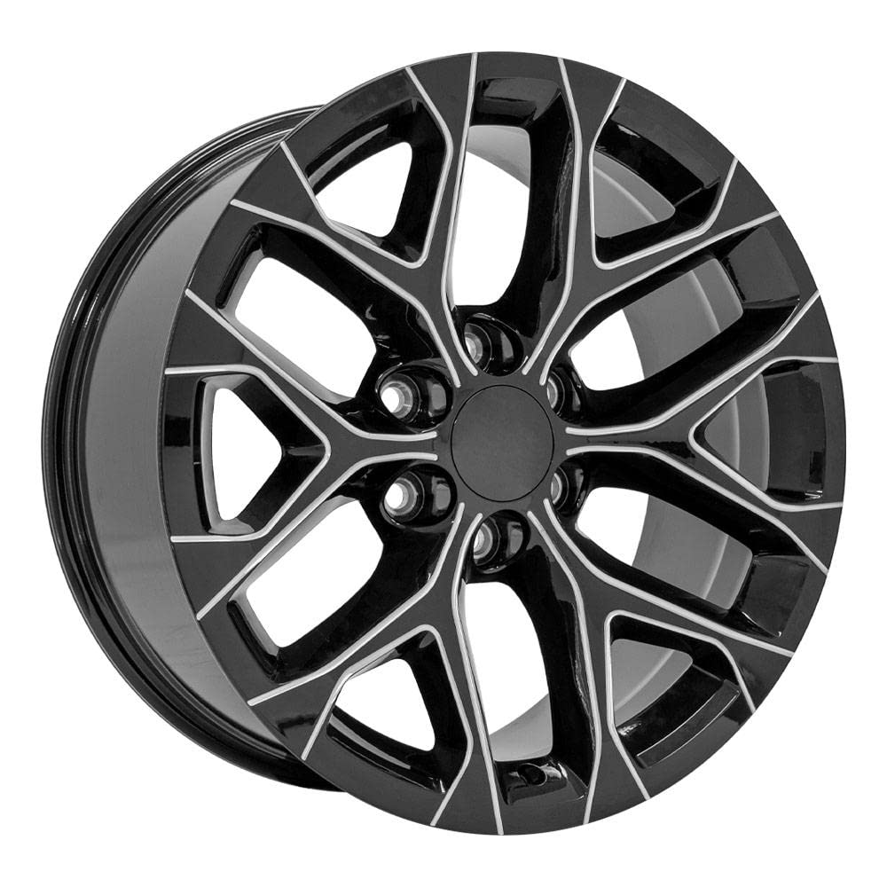 20 Inch OE Wheels CV98B Rim Fits Silverado 1500 Snowflake Style 6x139.7 20x9 Gloss Black with Milled Edge - Hollander 5668 (1)