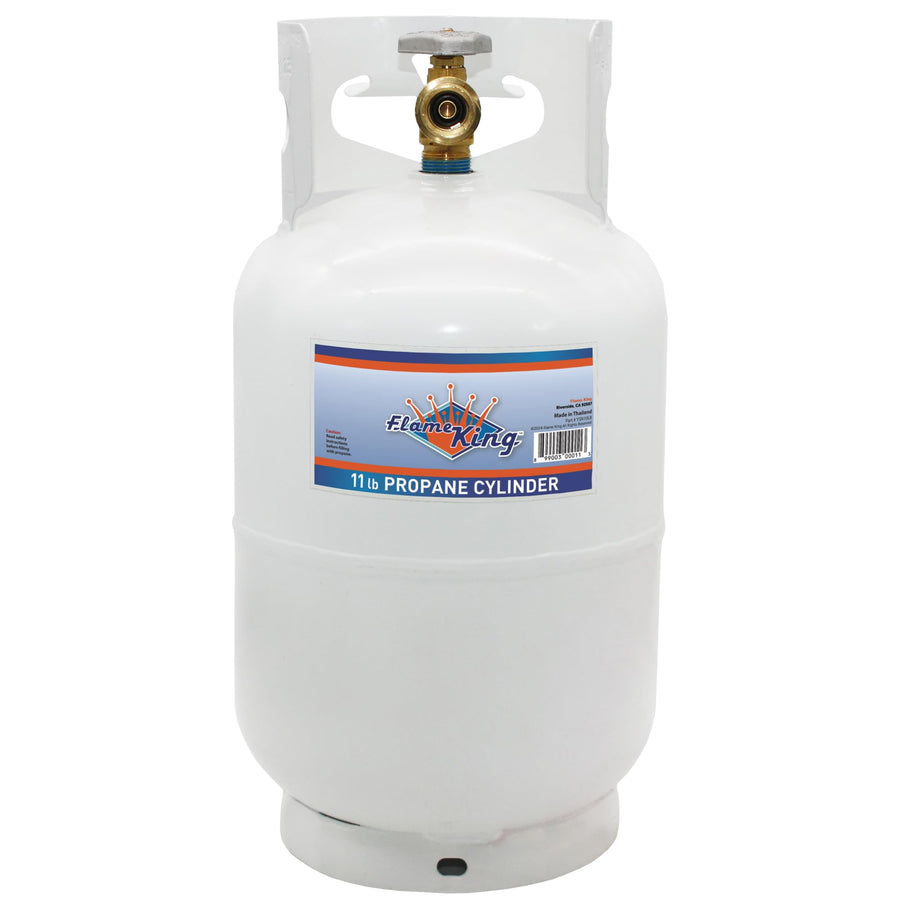 10LB Flame King Steel Propane Tank Cylinder with Type 1 Overflow Protection Device Valve, Great for Camping, Fire Pits, Heaters, Grills, Overlanding, White