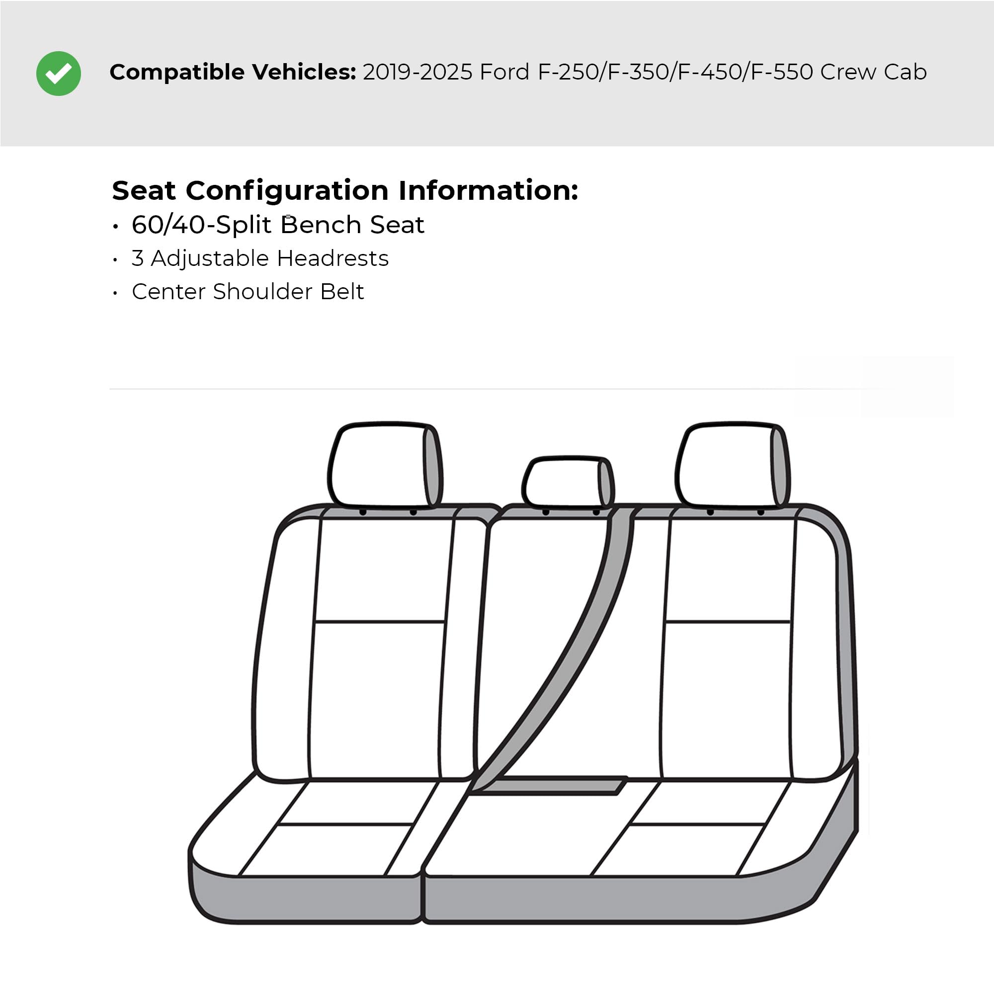 Covercraft Custom Carhartt SeatSaver Seat Covers | Fits 2019-2025 Ford F-250/F-350/F-450/F-550 Crew Cab | 2nd Row 60/40 Bench Seat, Duck Weave Gravel