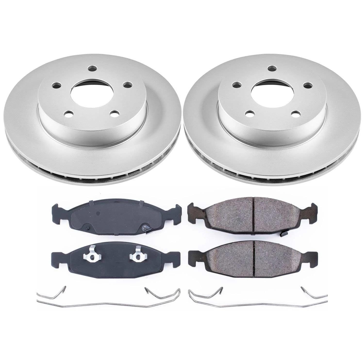 Power Stop Coated CRK2147 Brake Rotor & Ceramic Brake Pads- front For Jeep Grand Cherokee 1999-2002 [Vehicle Specific]