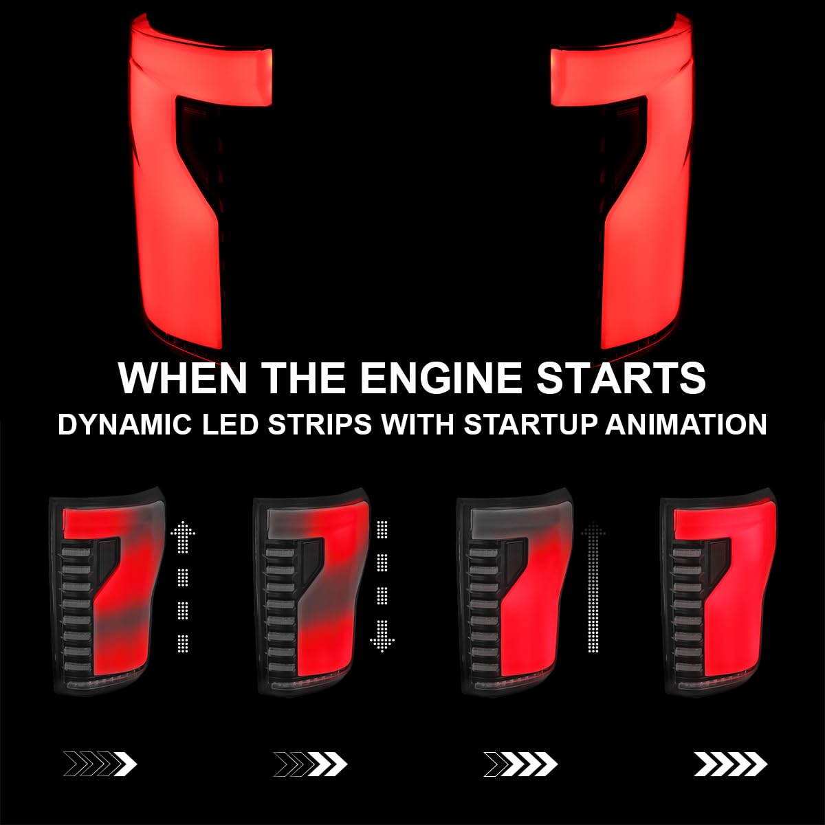 Black Lightning Style SPEC-D TUNING LED Tail Lights w/White LED Sequential Turn Signal and Startup Animation Compatible with 2015-2017 Ford F150, Left + Right Pair Assembly