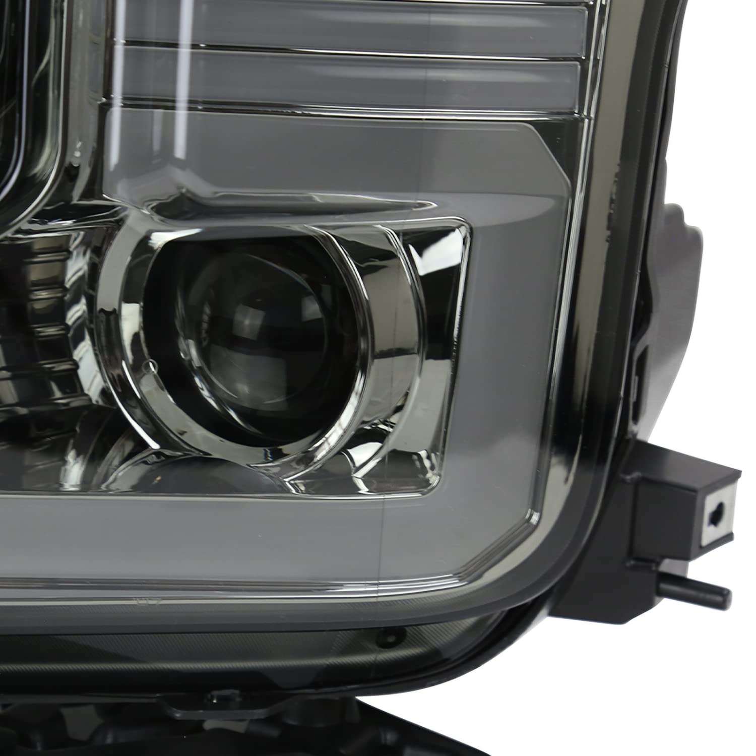 Dual Projector Headlights SPEC-D TUNING w/Switchback Sequential LED Tube Signal Compatible with 2015-2017 Ford F150 Left + Right Pair Headlamps Assembly