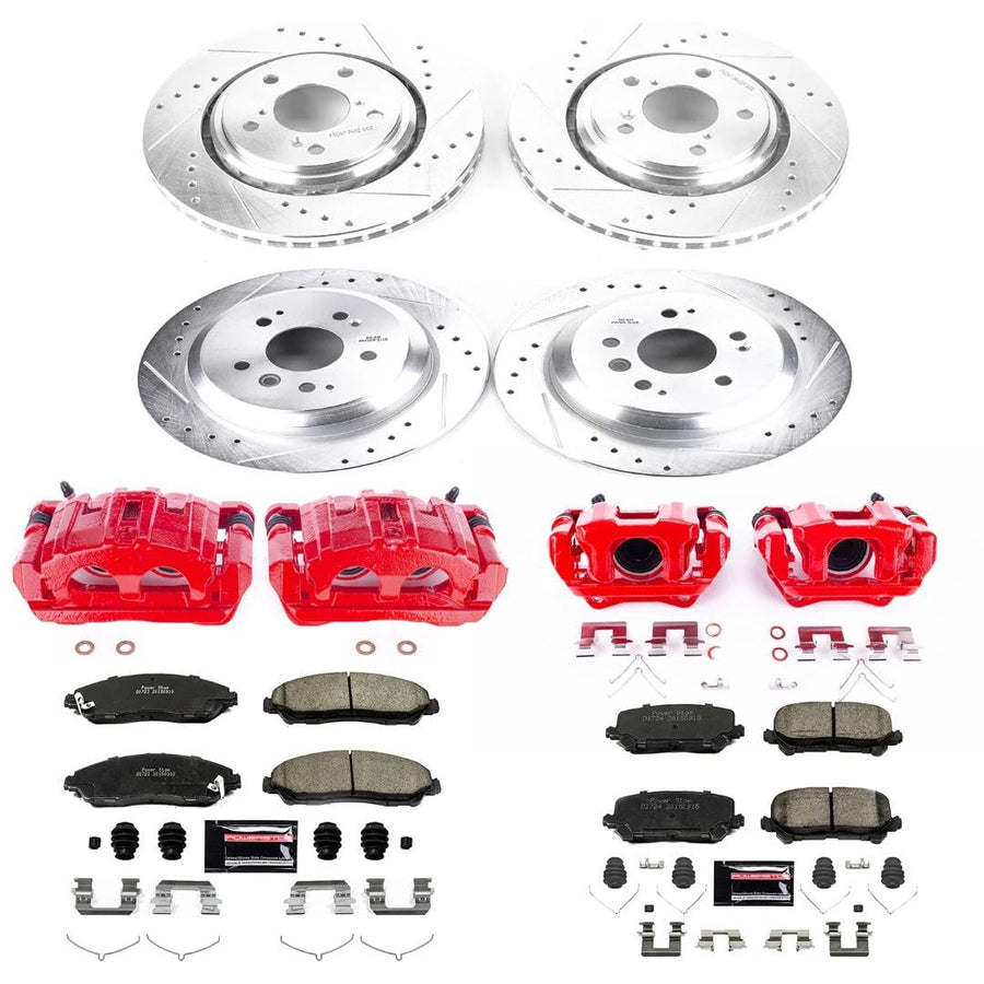 Power Stop Evolution Sport KC7576 Front and Rear Caliper Kit-Drilled/Slotted Rotors, Carbon Ceramic Brake Pads, Calipers