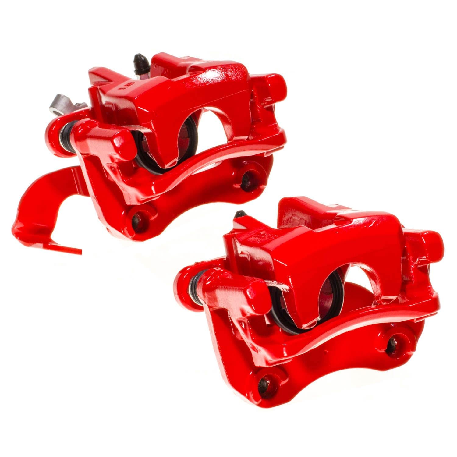 Rear Power Stop S15158 Pair of High-Temp Red Powder Coated Calipers