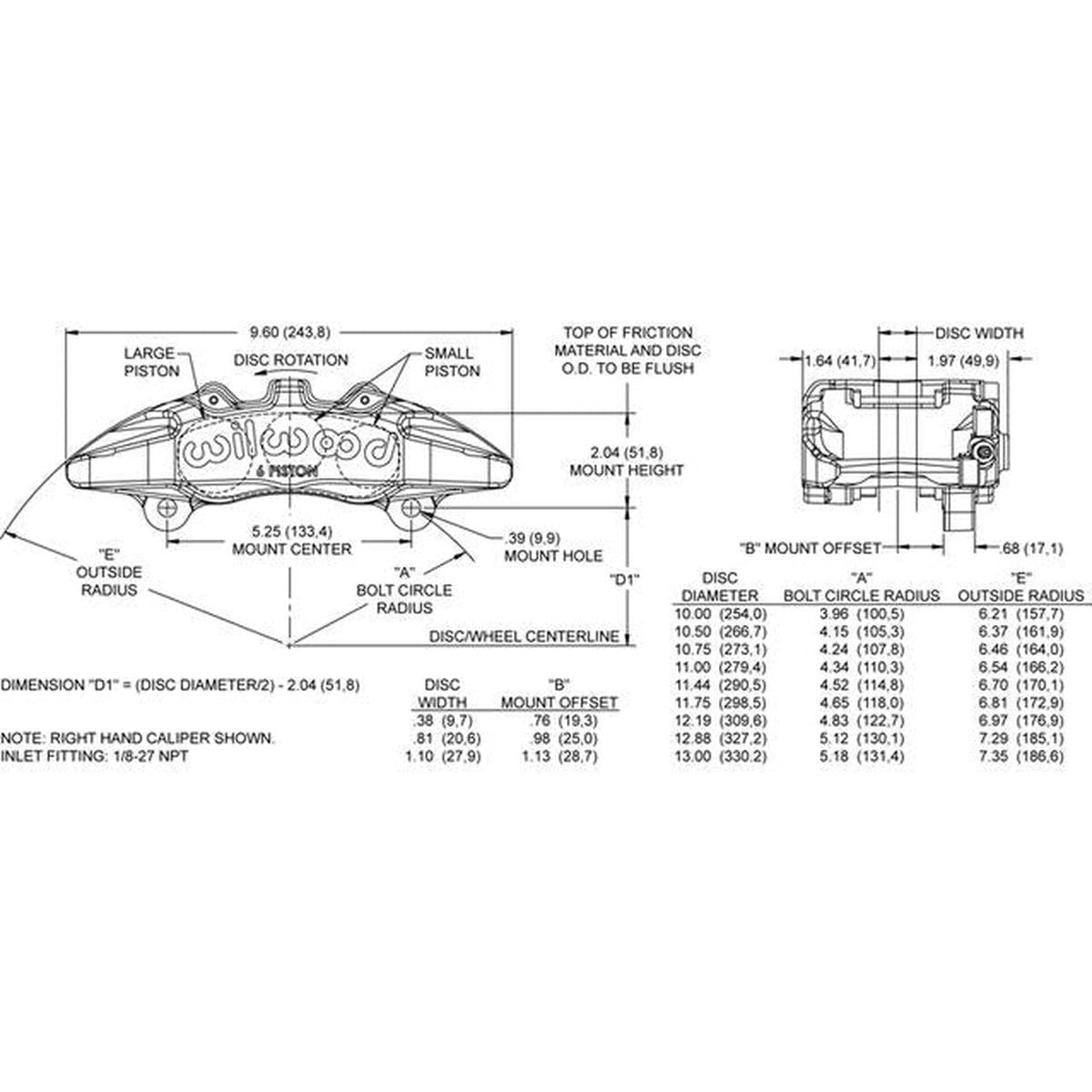 DP6A Caliper-Forged, 5.25" mt.-R/H