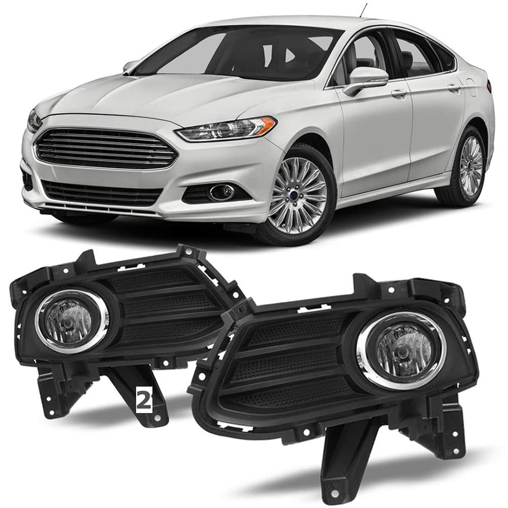 Winjet WJ30-0515-09 Fog Light Kit for 2013 2014 2015 2016 Ford Fusion Factory Style Replacement OE Fitment with Bezel Trim Wiring Harness Switch Set Left and Right Driver Passenger Side Pair