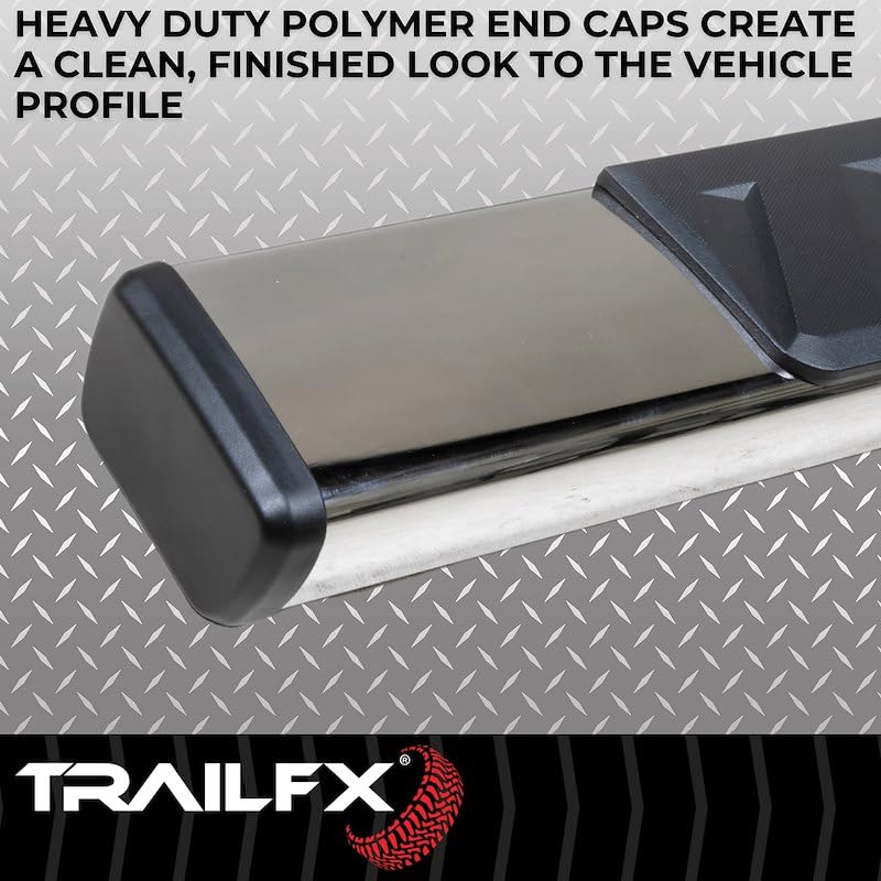 TrailFX Side Steps Truck Fits Chevrolet Silverado 1500 Crew Cab 2007–2018 Polished Stainless Steel with Step Pads 4-Inch Trapezoidal Straight Rocker Panel Mount Set of 2 Running Boards TrailFX A4002S