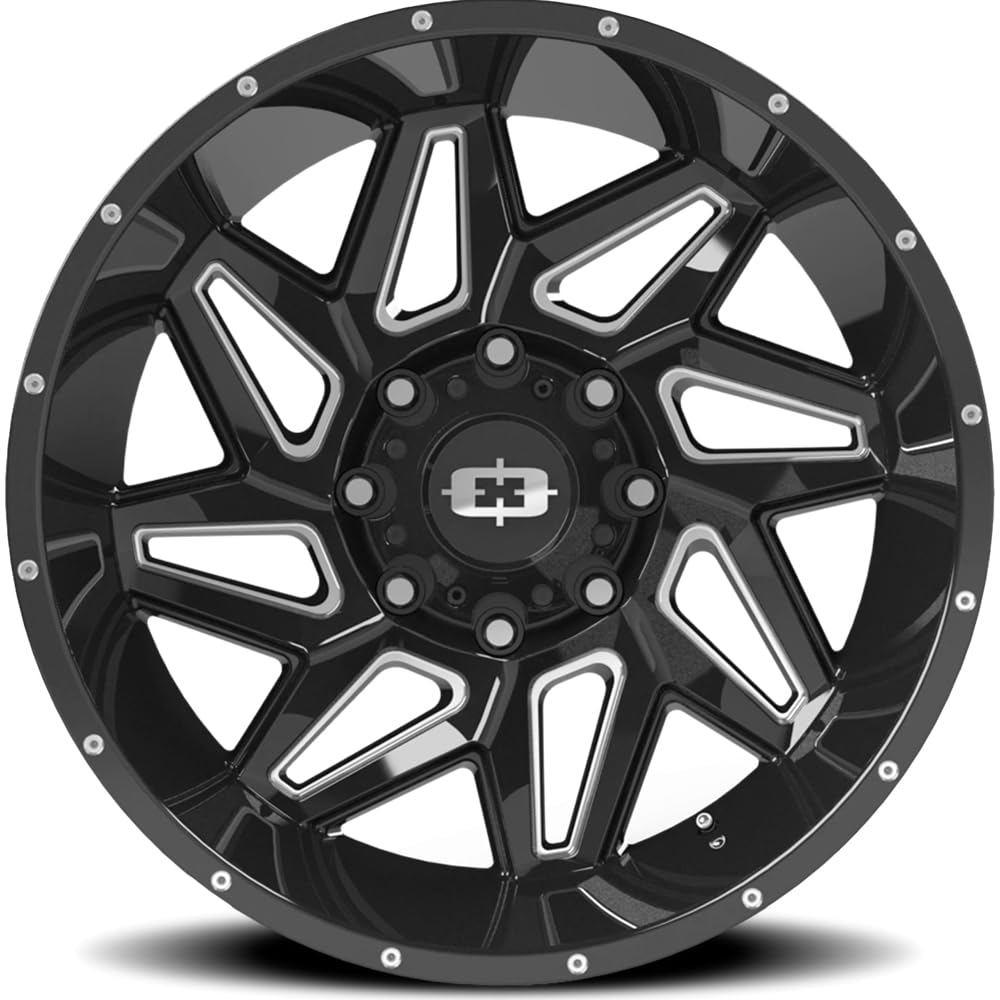 361 Spyder Vision 24x12 8x6.5" -51mm Black/Milled Wheel Rim 24" Inch